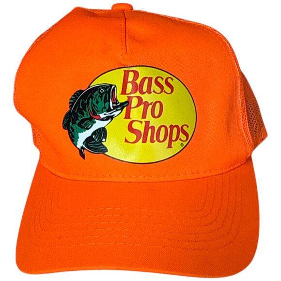 Bass Pro Shops Blaze Orange Trucker Hat Snapback Mesh Cap Fishing Hunting OSFM - Picture 2 of 6